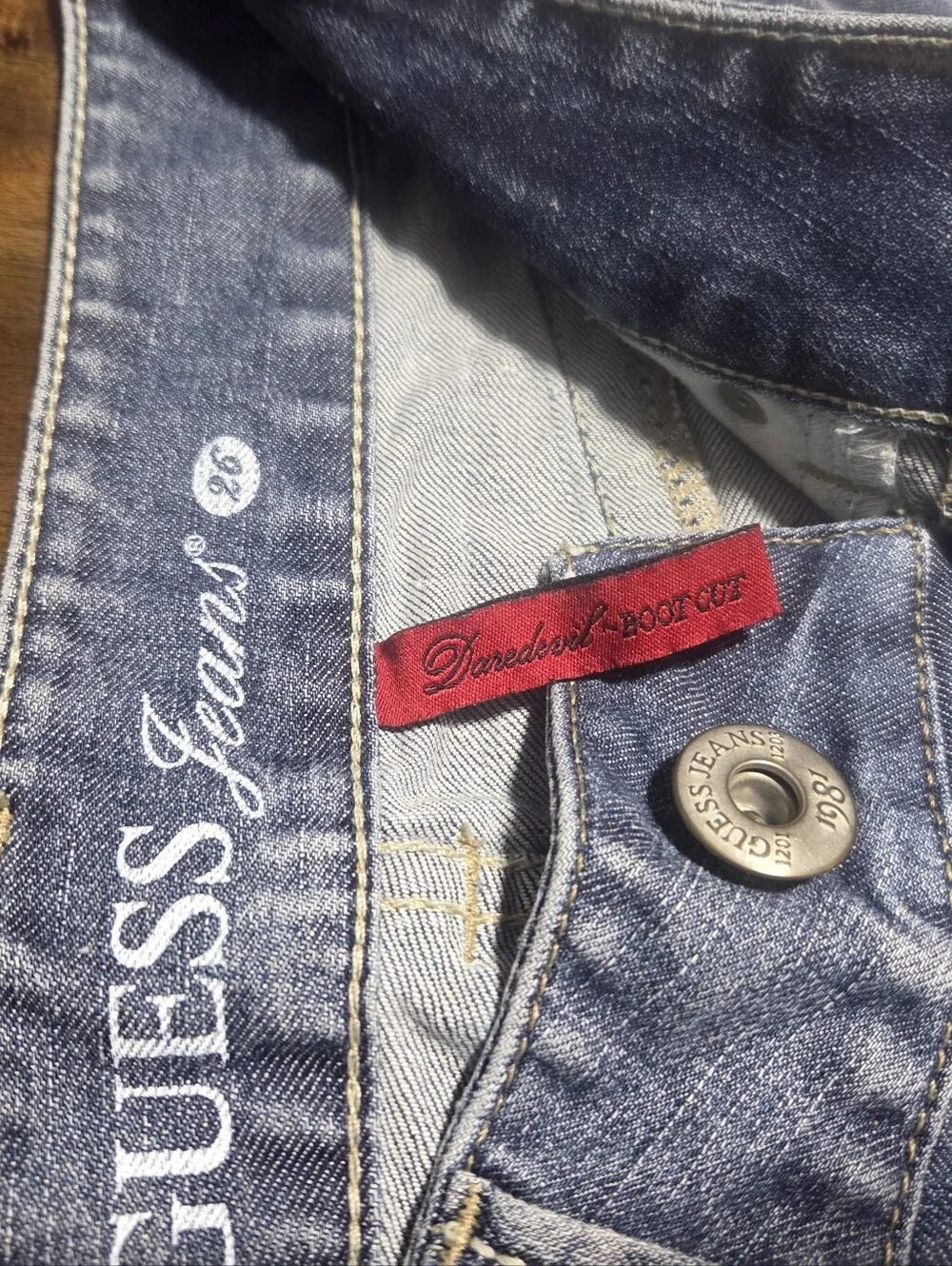 GUESS Blue Distressed Denim Cutoff Shorts
